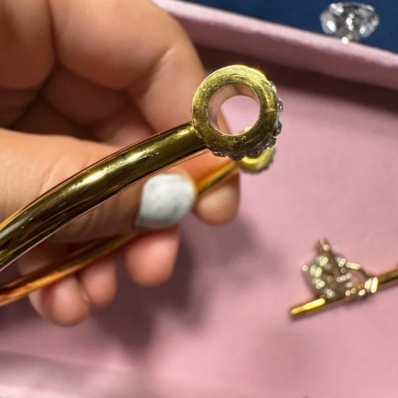 CHANEL heart and lock authentic charm on gold plated bracelet